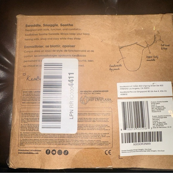 Keababies soothe swaddle wrap. Pink and white pack of 3 - Picture 2 of 2